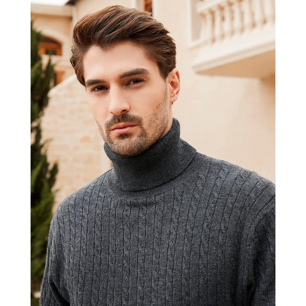 Men's Turtle Neck Pullover Wool Blend Lightweight… - image 4